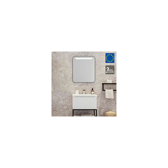 Miroir Salle De Bain Éclairant Rétro 60 Cm Noir Allibert