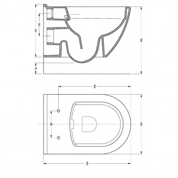 Cuvette Suspendue Smarta Noir Brillante