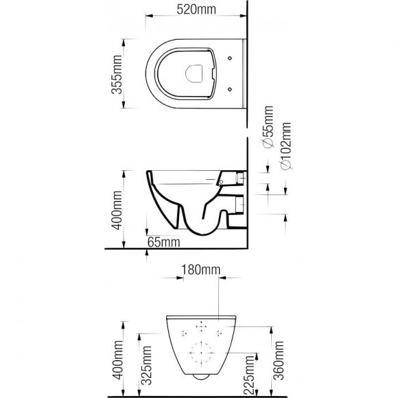 Cuvette Suspendue Sans Bride Avec Abattant Extra Fin