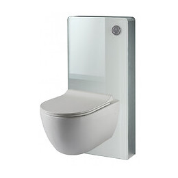 Pack Wc Suspendu Mural En Verre Blanc Et Cuvette Carénée Sans Bride Ceres