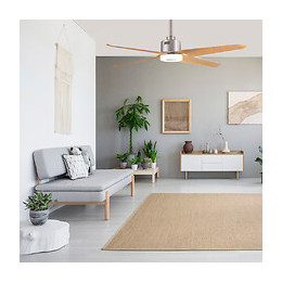 Ventilateur De Plafond 137cm Dc Led 18w Cct Nickel/ Bois Iot