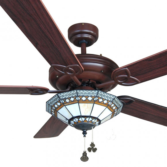 Ventilateur De Plafond 132cm Ac 2xe27 Tiffany Marron