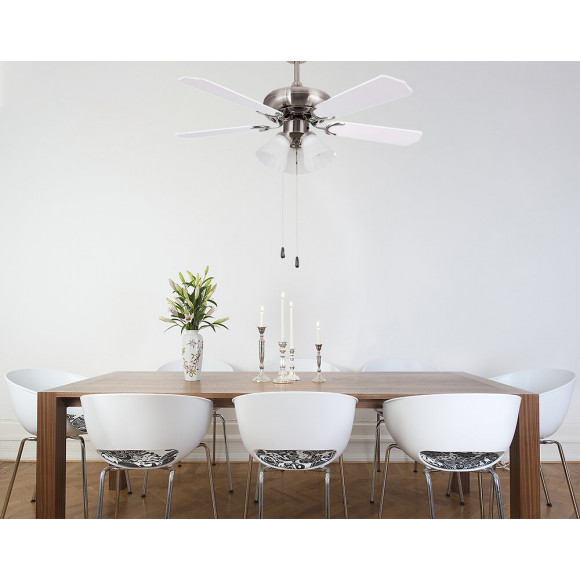 Ventilateur De Plafond 132cm Ac 3xe27 Reversible Gris/blanc