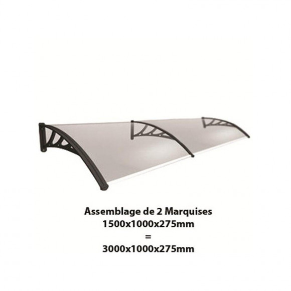 Auvent Porte D'entrée Bertille - Stucture - Gris Anthracite, L : - 150 Cm, Profondeur Totale - 100 Cm