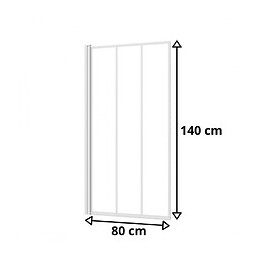 Pare Baignoire 1 Volet H140 X L80 Cm Style Atelier Blanc Mat