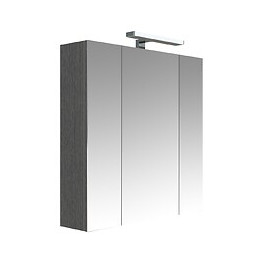 Armoire De Toilette Éclairante 70 Cm Juno 3 Portes Miroir Éclairage Led Et Bloc Prise Couleur Chêne