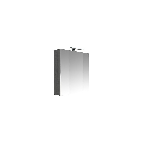 Armoire De Toilette Éclairante 70 Cm Juno 3 Portes Miroir Éclairage Led Et Bloc Prise Couleur Chêne