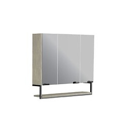Armoire De Salle De Bain Faktory 3 Portes Miroir 80 Cm Avec Étagère Suspendue Béton Minéral