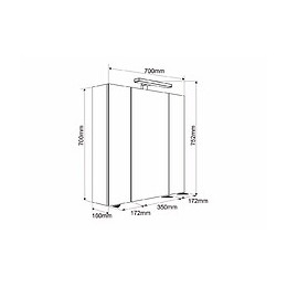 Armoire De Toilette Éclairante 70 Cm Juno 3 Portes Miroir Éclairage Led Et Bloc Prise Couleur Chêne
