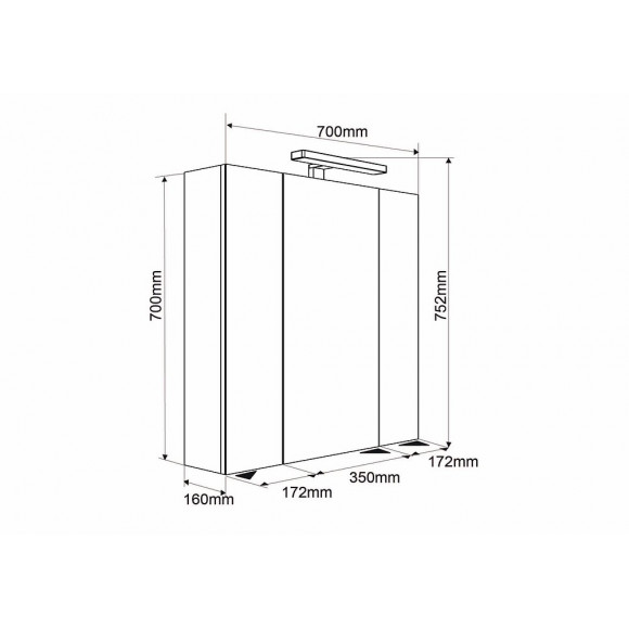 Armoire De Toilette Éclairante 70 Cm Juno 3 Portes Miroir Éclairage Led Et Bloc Prise Couleur Chêne