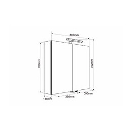 Armoire De Toilette Éclairante 80 Cm Juno 2 Portes Miroir Éclairage Led Et Bloc Prise Couleur Chêne