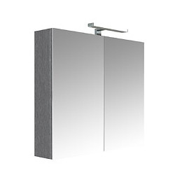 Armoire De Toilette Éclairante 80 Cm Juno 2 Portes Miroir Éclairage Led Et Bloc Prise Couleur Chêne
