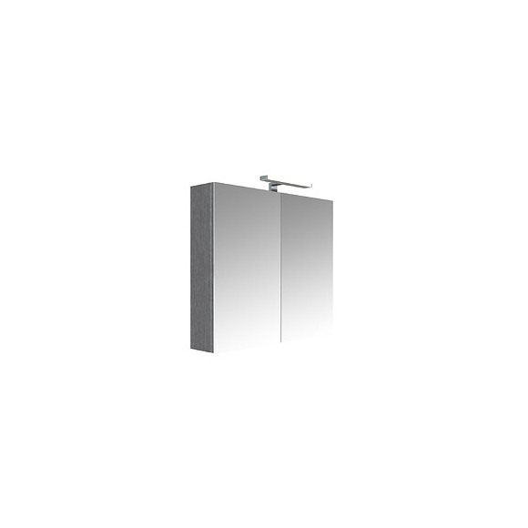 Armoire De Toilette Éclairante 80 Cm Juno 2 Portes Miroir Éclairage Led Et Bloc Prise Couleur Chêne