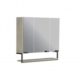 Armoire De Salle De Bain Faktory 3 Portes Miroir 80 Cm Avec Étagère Suspendue Béton Minéral