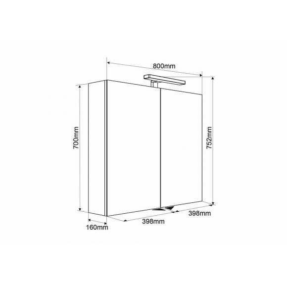 Armoire De Toilette Éclairante 80 Cm Juno 2 Portes Miroir Éclairage Led Et Bloc Prise Couleur Chêne