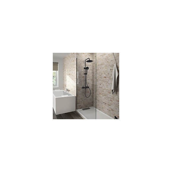 Colonne De Douche Loft-game - Pommeau De Tête Diamètre 23,8 Cm - Anticalcaire - Ajustable En Hauteur