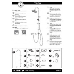 Colonne De Douche Yukon - Pommeau De Tête Diamètre 20  Cm Douchette 3 Jets  Chromé Brillant