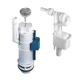 Mécanisme Chasse D'eau Eco 3/6l Avec Double Bouton Poussoir Chromé - Alimentation D'eau Silencieuse