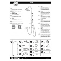 Colonne De Douche Jubba - Pommeau De Tête Orientable Diamètre 20cm Et Douchette 1 Jet En Abs Chromé