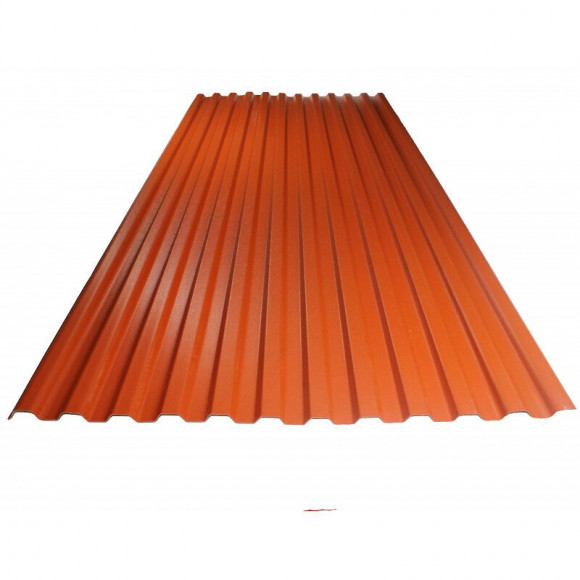 Plaque Pvc Nervurée Opaque 76/18 Terre Cuite, L : 90 Cm, L : 3 M