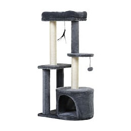 Arbre À Chats Avec Griffoirs Grattoirs Sisal Naturel Centre D'activités Niche Plateformes 2 Jouets Suspendus Gris