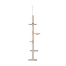 Arbre À Chat Poteau À Griffer L40 X L 34 X H 230-260 Cm 5 Niveaux D'activités Beige