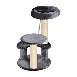 Arbre À Chats 2 Griffoirs Grattoirs Sisal Naturel 3 Plateformes Corde À Grimper Dim. Ø 40 X 65h Cm Peluche Haute Densité 50