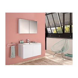 Armoire De Toilette Avec Miroir Et Prise Look 80 Cm Blanc Alpin Brillant