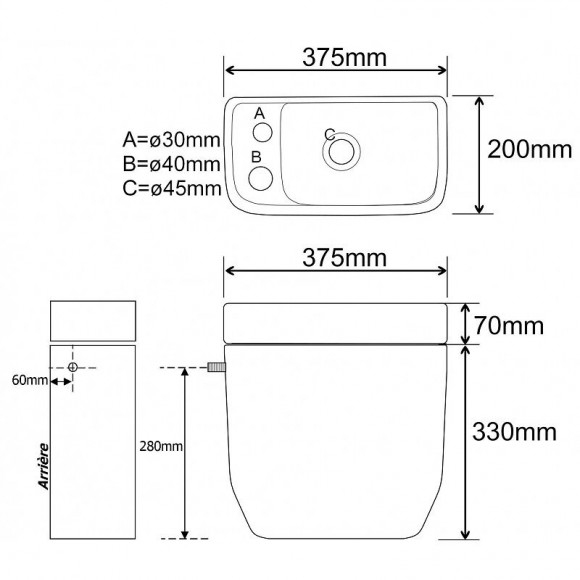 Réservoir Avec Lave-mains Intégré