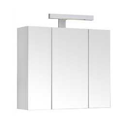 Armoire De Toilette 60 Cm Tryptique Éclairante Piano Blanche Mat