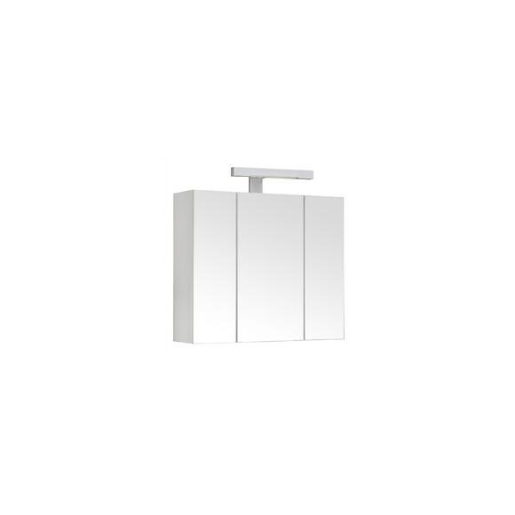 Armoire De Toilette 60 Cm Tryptique Éclairante Piano Blanche Mat