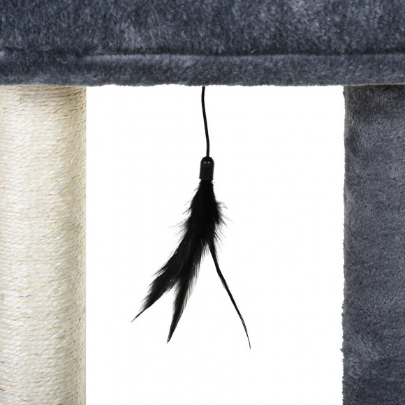 Arbre À Chats Avec Griffoirs Grattoirs Sisal Naturel Centre D'activités Niche Plateformes 2 Jouets Suspendus Gris