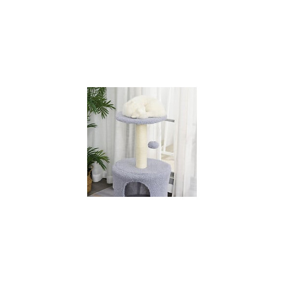Arbre À Chat Griffoir Grattoir Centre D'activités Plateforme Niche Boule Suspendue Gris