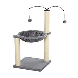 Arbre À Chat 2 Griffoirs Grattoirs Sisal Naturel Hamac Jeu 2 Boules Suspendues Peluche Haute Densité 400 G/m² Gris