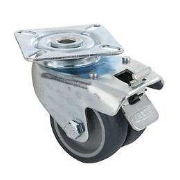 Roulette Double 5cm Platine À Visser Avec Frein