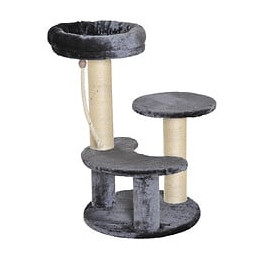 Arbre À Chats 2 Griffoirs Grattoirs Sisal Naturel 3 Plateformes Corde À Grimper Dim. Ø 40 X 65h Cm Peluche Haute Densité 50