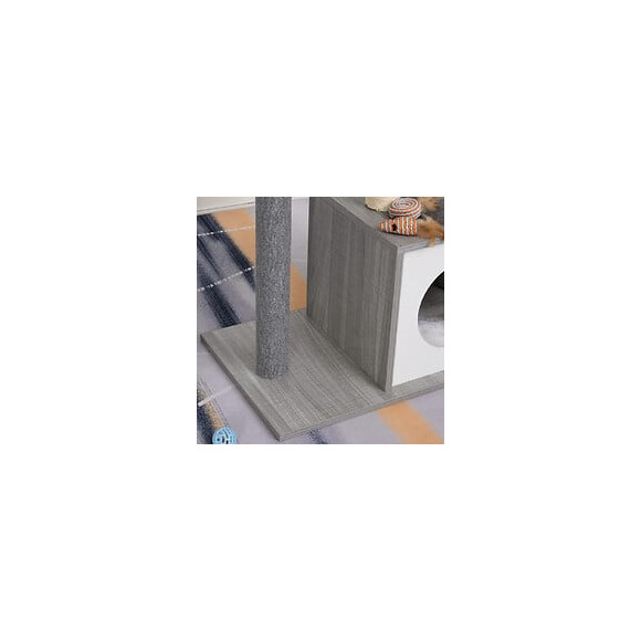 Arbre À Chats Design Contemporain Griffoir Grattoir Sisal Naturel Centre D'activités Niche Plateforme Jeu Boule Suspendue Gri