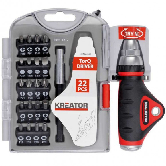 Tournevis À Cliquet Kreator Avec Embout, 22 Pièces