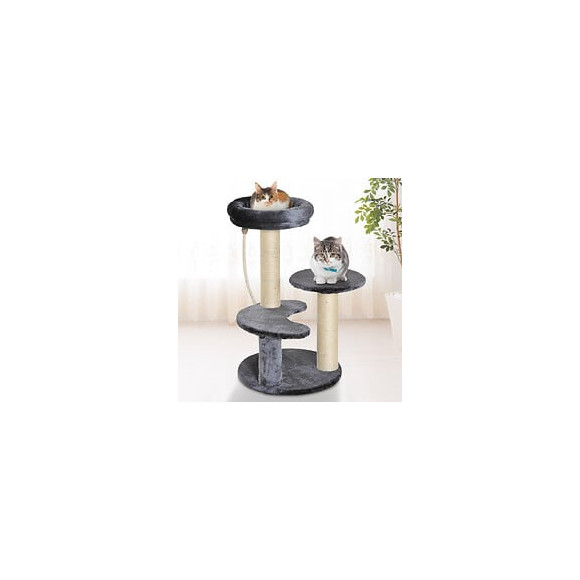 Arbre À Chats 2 Griffoirs Grattoirs Sisal Naturel 3 Plateformes Corde À Grimper Dim. Ø 40 X 65h Cm Peluche Haute Densité 50