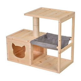 Arbre À Chat Design Contemporain Griffoir Grattoir Sisal Naturel Centre D'activités Niche Hamac Plate-formes Bois Massif Sapi