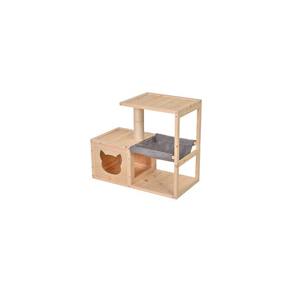 Arbre À Chat Design Contemporain Griffoir Grattoir Sisal Naturel Centre D'activités Niche Hamac Plate-formes Bois Massif Sapi