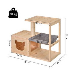 Arbre À Chat Design Contemporain Griffoir Grattoir Sisal Naturel Centre D'activités Niche Hamac Plate-formes Bois Massif Sapi