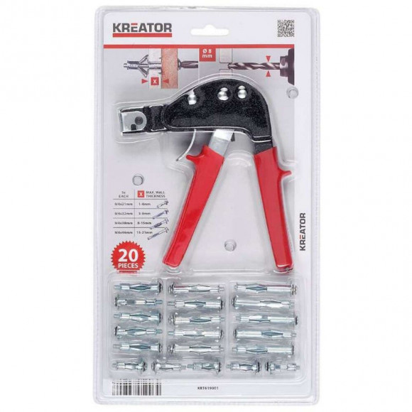 Pince À Chevilles Pour Murs Creux Kreator + 20 Ancrages