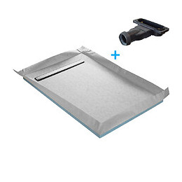 Receveur De Douche À Carreler Caniveau 4 Pentes 120 X 120 Cm + Natte Étanche + Siphon Ultra Plat