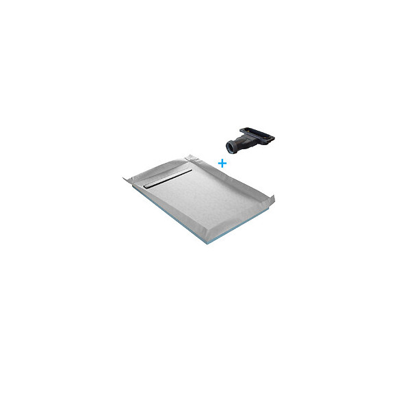 Receveur De Douche À Carreler Caniveau 4 Pentes 120 X 120 Cm + Natte Étanche + Siphon Ultra Plat