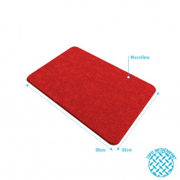 Tapis De Bain 60x90cm Antidérapant Et En Microfibre - Subtil Rouge