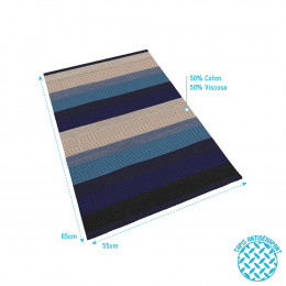 Tapis De Bain 85x55cm Antidérapant - Composition Viscose-coton - Beauty Bleu