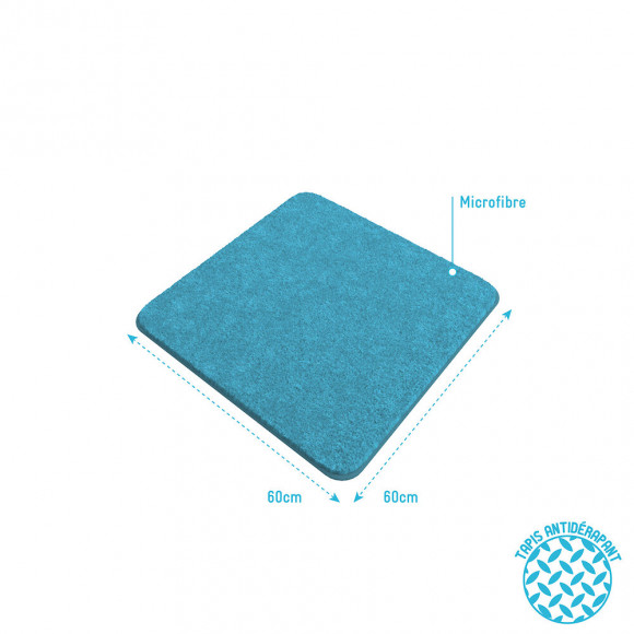 Tapis De Bain 60x60cm Antidérapant Et En Microfibre - Subtil Turquoise