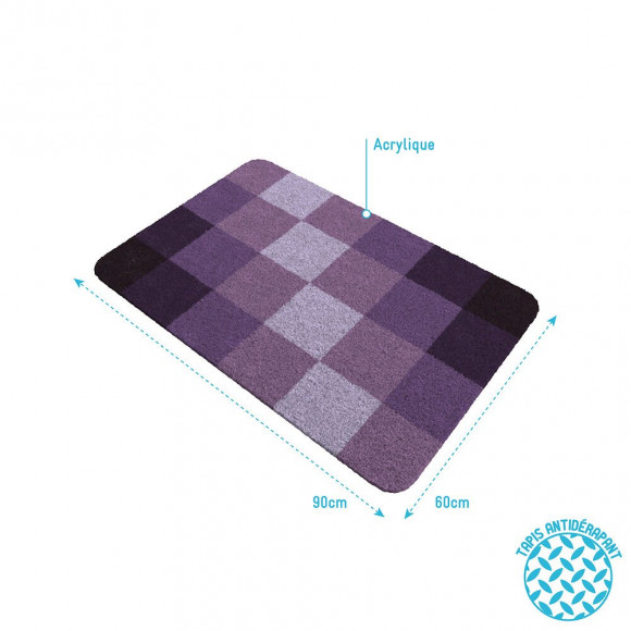 Tapis De Bain 90x60cm Antidérapant Et En Acrylique - Detour Violet