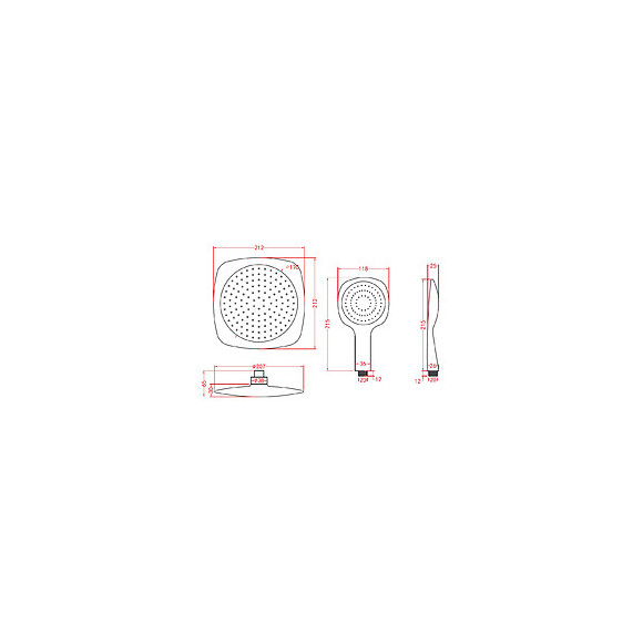 Douche De Tête Carrée Et Douchette A Main Picots Anticalcaires - Green Shower Concept